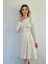 Ekru Kısa Klasik Elbise 2