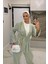 Kadın Mint Yeşil Vual Taşlı Kimono Takım 2