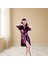 Mor Kısa Saten Kimono | Kadın Ipek Sabahlık | Lüks Ev Giyimi Sabahlık 3