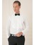 Slim Fit Duble Manşet Klasik Yaka Piliseli Beyaz Damatlık Smokin Gömlek Gk 732 2
