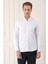 Slim Fit Düğmeli Yaka Dokulu Pamuklu Klasik Beyaz Gömlek Gk 717 1