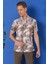 Slim Fit Düğmeli Yaka Kamuflaj Desenli Kısa Kol Pamuk Bej Gömlek G 1500 3