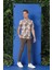 Slim Fit Düğmeli Yaka Kamuflaj Desenli Kısa Kol Pamuk Bej Gömlek G 1500 5
