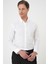 Slim Fit Düğmeli Yaka Dokulu %100 Pamuk Klasik Beyaz Gömlek Gk 726 5