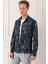 Comfort Fit Yan Cep Batik Desenli %100 Pamuk Çıtçıtlı Siyah Gömlek Ceket G 1568 3