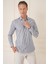 Slim Fit Dikine Çizgili %100 Pamuk Klasik Lacivert Beyaz Gömlek Gk 721 2