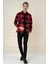 G 1579 Slim Fit Kırmızı-Siyah Klasik Gömlek 1