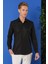 Gk 719 Slim Fit Dokulu Pamuklu Klasik Siyah Gömlek 2