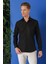 Gk 719 Slim Fit Dokulu Pamuklu Klasik Siyah Gömlek 3