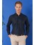 Slim Fit Düğmeli Yaka Pamuklu Klasik Lacivert Gömlek Gk 715 1