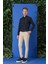 Slim Fit Düğmeli Yaka Pamuklu Klasik Lacivert Gömlek Gk 715 5