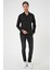 Slim Fit Dokulu Erkek Yaka Pamuklu Klasik Siyah Gömlek Gk 740 2