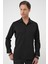 Slim Fit Dokulu Erkek Yaka Pamuklu Klasik Siyah Gömlek Gk 740 3