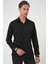 Slim Fit Dokulu Erkek Yaka Pamuklu Klasik Siyah Gömlek Gk 740 4