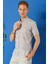 Slim Fit Düğmeli Yaka Desenli Kısa Kol Pamuk Gri Gömlek G 1503 3