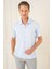 Comfort Fit Spor Yaka Kısa Kol Esnek Pamuk Mavi Gömlek G 1573 3