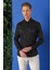 Slim Fit Düğmeli Yaka Pamuklu Klasik Siyah Gömlek Gk 714 1
