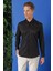 Slim Fit Düğmeli Yaka Pamuklu Klasik Siyah Gömlek Gk 714 3