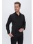 Slim Fit Pamuk Saten Klasik Siyah Gömlek Gk 624 1