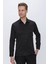 Slim Fit Pamuk Saten Klasik Siyah Gömlek Gk 624 4