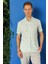 Slim Fit Düğmeli Yaka Şal Desenli Kısa Kol Pamuk Nil Yeşili Gömlek G 1501 1