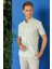 Slim Fit Düğmeli Yaka Şal Desenli Kısa Kol Pamuk Nil Yeşili Gömlek G 1501 2