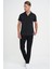 Slim Fit Apaş Yaka Modal Karışımlı Kısa Kol Siyah Gömlek G 1590 1