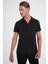 Slim Fit Apaş Yaka Modal Karışımlı Kısa Kol Siyah Gömlek G 1590 2