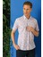 Slim Fit Düğmeli Yaka Şal Desenli Kısa Kol Pamuk Lila Gömlek G 1501 3