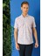 Slim Fit Düğmeli Yaka Şal Desenli Kısa Kol Pamuk Lila Gömlek G 1501 5