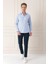 Slim Fit Dikine Çizgili %100 Pamuk Klasik Mavi Beyaz Gömlek Gk 721 2
