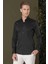 Slim Fit Düğmeli Yaka Esnek Pamuk Klasik Siyah Gömlek Gk 708 1