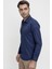 Slim Fit Pamuk Saten Klasik Lacivert Gömlek Gk 624 2