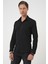 Slim Fit Erkek Yaka Esnek Pamuk Klasik Beyaz Siyah Gömlek Gk 737 4