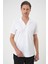 Slim Fit Apaş Yaka Kısa Kol Esnek Casuel Beyaz Gömlek G 1589 2