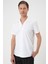 Slim Fit Apaş Yaka Kısa Kol Esnek Casuel Beyaz Gömlek G 1589 4