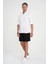 Comfort Fit Düğme Yaka Katlanır Kol %100 Keten Düz Beyaz Gömlek G 1595 3
