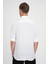 Comfort Fit Düğme Yaka Katlanır Kol %100 Keten Düz Beyaz Gömlek G 1595 4