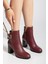 Kadın Hakiki Deri Tokalı Topuklu Bot - Bordo Şık Görünüm Ve Rahat Yürüyüş İçin 1