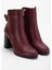Kadın Hakiki Deri Tokalı Topuklu Bot - Bordo Şık Görünüm Ve Rahat Yürüyüş İçin 4