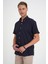 Comfort Fit Düğme Yaka Kısa Kol %100 Keten Düz Lacivert Gömlek G 1596 4