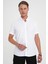 Comfort Fit Düğme Yaka Kısa Kol %100 Keten Düz Beyaz Gömlek G 1596 2