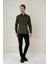 Slim Fit Pamuk Uzun Kol Klasik Haki Gömlek Gk 745 4