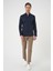 Slim Fit Düğmeli Yaka Esnek Pamuk Klasik Lacivert Gömlek Gk 727 1