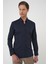 Slim Fit Düğmeli Yaka Esnek Pamuk Klasik Lacivert Gömlek Gk 727 3