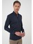 Slim Fit Düğmeli Yaka Esnek Pamuk Klasik Lacivert Gömlek Gk 727 4