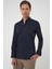 Slim Fit Düğmeli Yaka Esnek Pamuk Klasik Lacivert Gömlek Gk 727 5