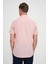 Comfort Fit Düğme Yaka Kısa Kol %100 Keten Düz Somon Gömlek G 1596 5