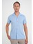Slim Fit Apaş Yaka Modal Karışımlı Kısa Kol Mavi Gömlek G 1590 2