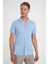 Slim Fit Apaş Yaka Modal Karışımlı Kısa Kol Mavi Gömlek G 1590 3